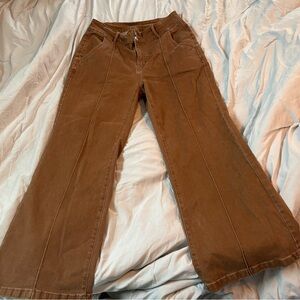 Women's Brown Wide-Leg Jeans